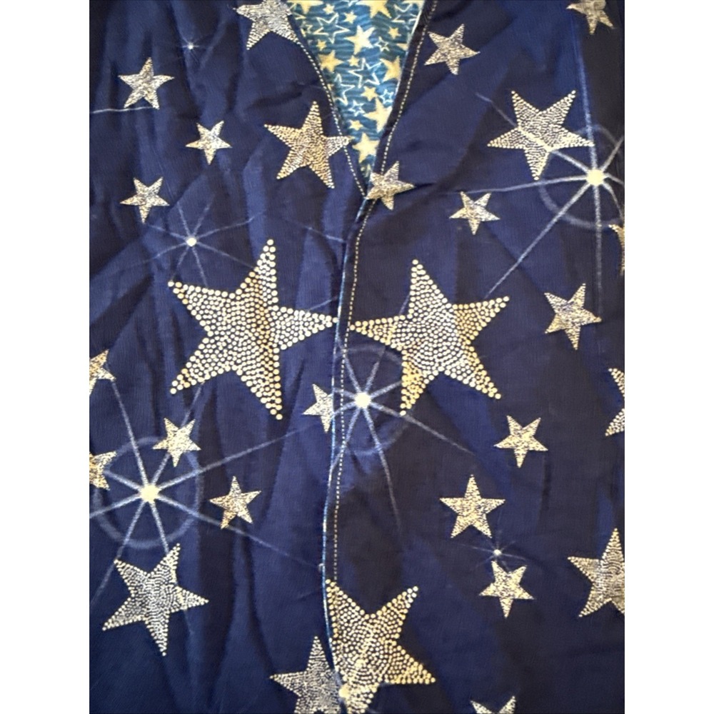 Vintage Handmade Holiday Vest Blue Stars One Size Reversible Cabin Cottagecore - Picture 3 of 11